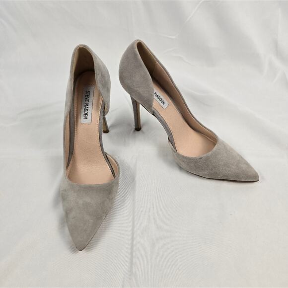 Steve Madden Felicity Gray Suede D’Orsay Stiletto Pumps Size 8.5 Heels - Picture 1 of 5